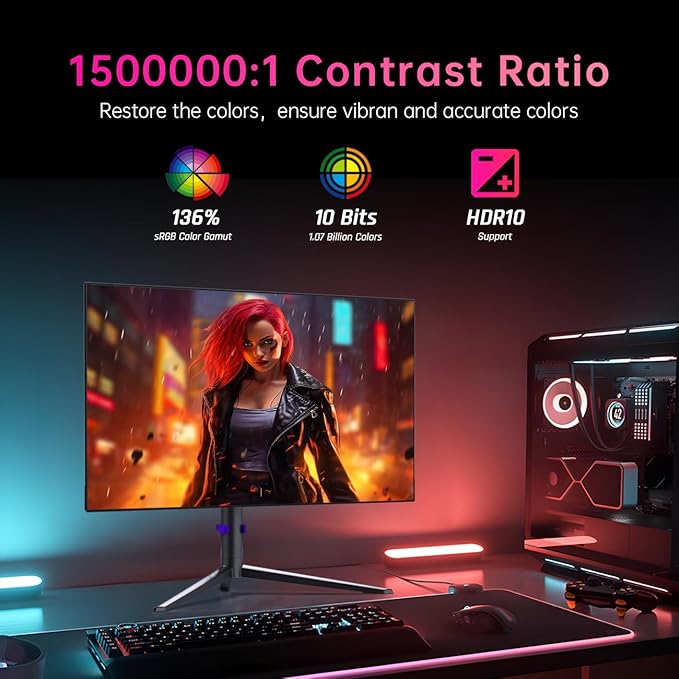 KTC 27 Inch OLED Gaming Monitor, QHD 2560 x 1440, 240Hz, 0.03ms, Type-C 65W, Built-in Speakers, G-SYNC & FreeSync, HDMI2.0, DisplayPort1.4, USB-C 3.0, G27P6