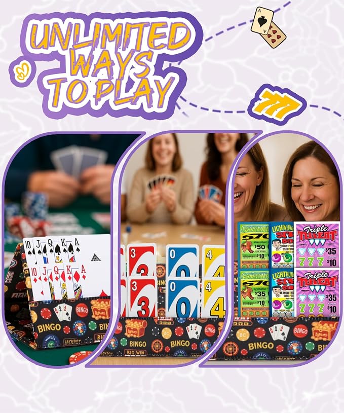 Card Holder for Canasta, Poker, Bridge & Casino Games | Bingo Pull Tabs & Gambling Tickets - Card Game Player Gifts for Adults & Seniors