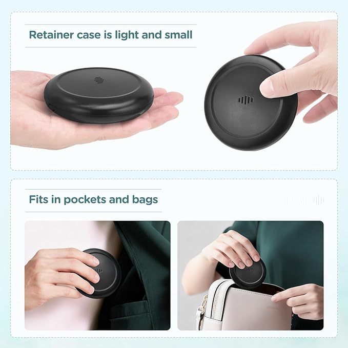 2 Pack Retainer Case Ultra-slim Aligner Case with Vent Holes Removable Inner Tray Silicone for Easy Cleaning (2Pack Blue Green)