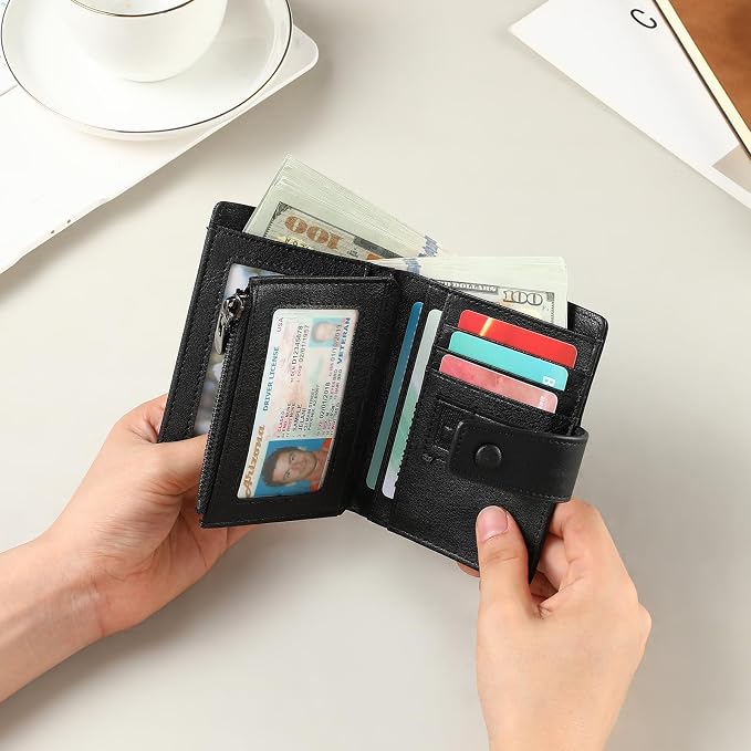 GAEKEAO Genuine Leather Wallets for Men with Zipper, RFID Blocking Mens Wallet with Coin Pouch, Bifold Wallet with 2 ID Windows in Gift Box, Billeteras de Hombres