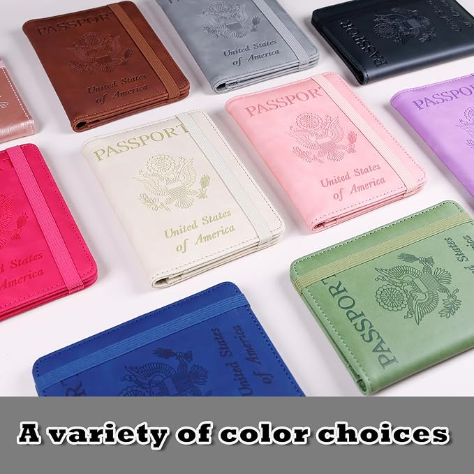 Melsbrinna Premium Leather Passport Holder Covers Case, Waterproof Rfid Blocking Travel Wallet Passport Holder with Pen Holder, Cute Passport Book for Women/Men