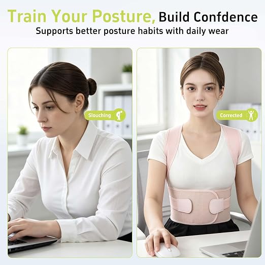 Posture Corrector for Women and Men Back Brace Support Straightener Scoliosis Upper Spine Instant Upright Hunchback Correction Kyphosis Fixer Adjustable Shoulder Straps Breathable (Pink XL)
