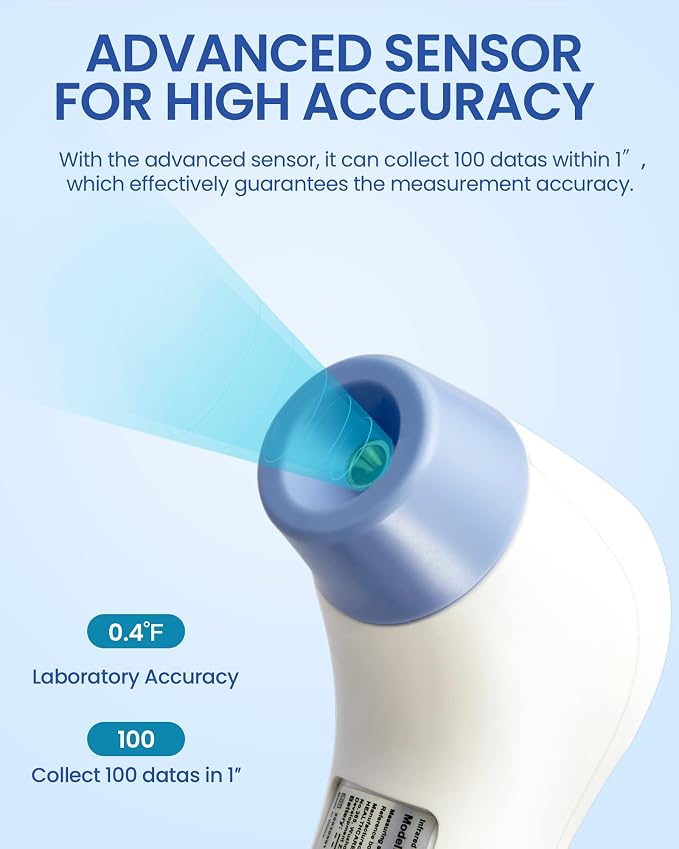 Forehead Thermometer for Adults and Kids, Digital Baby Thermometer | 1s Fast Accurate Reading, 3 Color Fever Alarm, Forehead & Object Mode, Non Contact, Battery Included