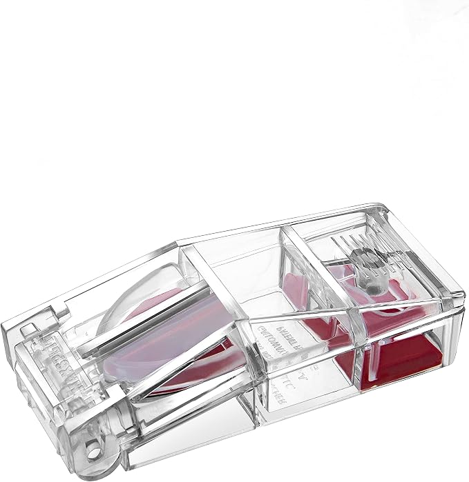 MAXSPLIT Pill Splitter and Cutter with Pill Puncher - Cuts Small and Large Pills, Vitamins, or Tablets with Stainless Steel Blade - Non-Slip Press Point Pill Splitter (Red)
