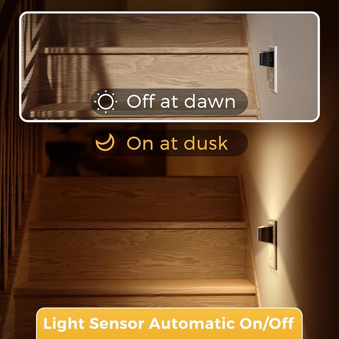 L LOHAS LED Night Lights Plug into Wall, 2 Pack Modern Night Lights, Dusk to Dawn Sensor Nightlight,0-100LM Brightness Adjustable, 3000K Soft White