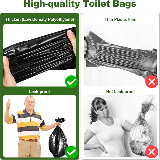 Lemon 50 Portable Toilet Bags with 50 Poo Gel Set, 8 Gallon Capacity | Camping Toilet Bags with Absorbent Gels Waste Bags, Portable Trash Bag for Camping Potty Rvs Travel