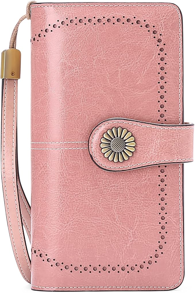 SENDEFN Wallets for Women Leather Credit Card Holder with RFID Blocking Large Capacity Wristlet | with RFID Blocking