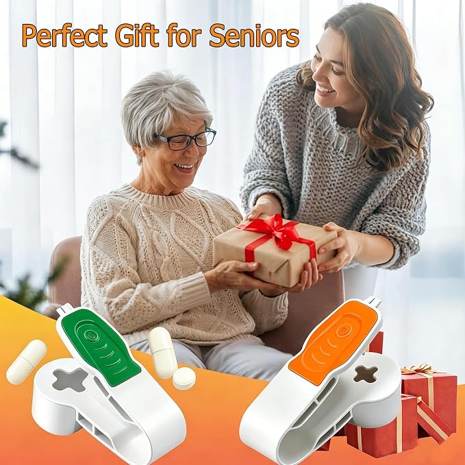 Portable Pill Popper Pill Taker Tool, 2nd Gen, 2-Size Opener w Storage No-Touch Extractor for Arthritis Seniors Travel