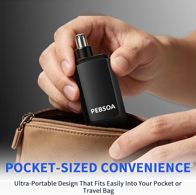 Nose Hair Trimmer for Men and Women, USB-Rechargeable Electric Nose and Ear Hair Trimmer, Pain-Free, Waterproof and Portable, with Stainless Steel Blades, Black