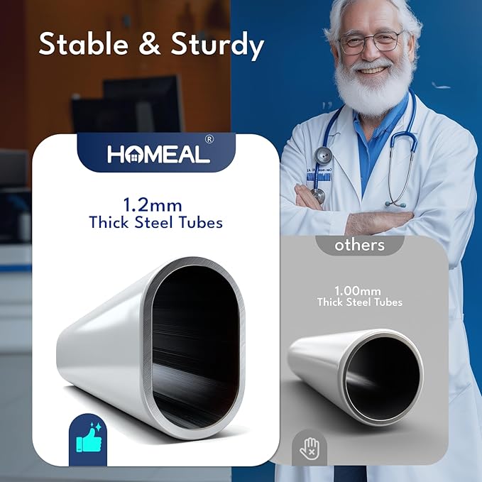 HOMEAL Bed Rails for Elderly Adults Safety - Adjustable Bedside Assist Rails for Seniors with Non-Slip Ergonomic Handle & Fixing Strap, 350 Tested,Fits Twin, Full, Queen, King Bed(Black,Without Light)