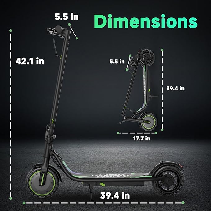 VOLPAM Electric Scooter, 350W/500W Powerful Motor, 8.5"/10" Solid Tires, 19/22Mph, 28/23/21/16 Miles Max Range, Dual Braking