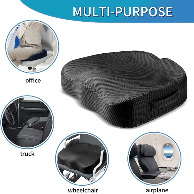 Wheelchair Seat Cushion - High Density Memory Foam and Inner Springs Comfort Support Without Flatten - Mobility Scooter Accessories - Large Chair Pad Pain Relief for Adults & Seniors
