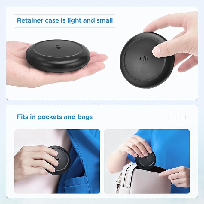 2 Pack Retainer Case Ultra-slim Aligner Case with Vent Holes Removable Inner Tray Silicone for Easy Cleaning (2Pack Black Blue)