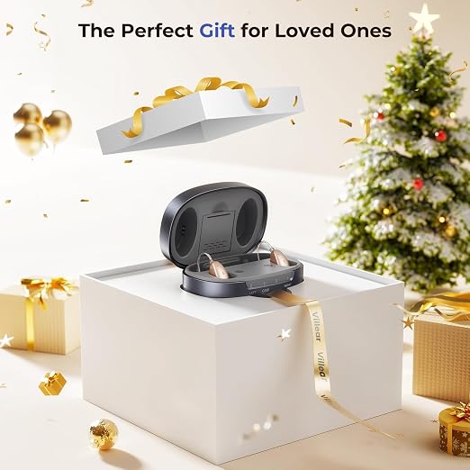 OTC Hearing Aids for Seniors - Invisible BTE Rechargeable Hearing Aids with AI Noise Canceling for Hearing Loss. Clear TV & Conversations, IP65 Waterploof, 100H Playtime, Auto On/Off