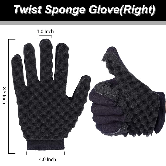 Curling Sponge Glove with Hair Twist Comb for Natural Curls - Men and Women