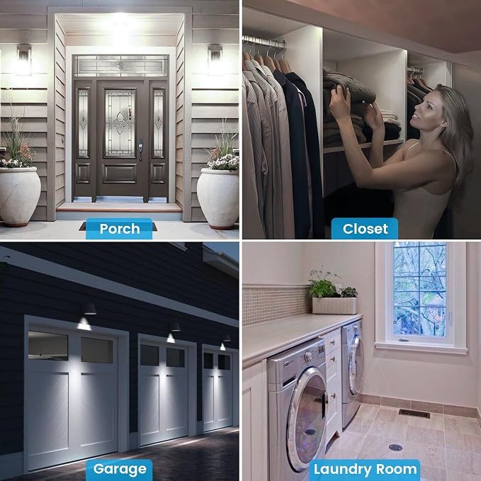 Motion Sensor Light Bulbs, Dusk to Dawn, 13W 100W Equivalent, Movement Activated Security LED Bulb, 5000K Cool White, for Outdoor Indoor, Porch Garage Basement Hallway Closet, 2 Pack