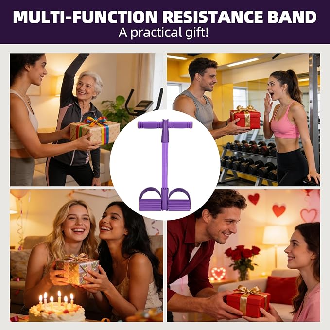 Resistance Bands with Handles 6 Tube Multifunction Tension Rope, Sit-Up Exercise Equipment with Foot Pedals and Handles,Pedal Resistance Band for Abdomen, Waist, Arm, Leg