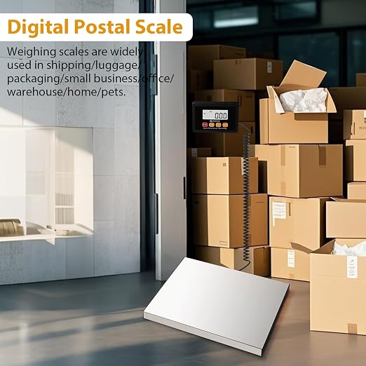 UNIWEIGH Digital Postal Scale 440lb x 10g Accuracy Shipping Scale | Stainless Steel Platforms,Heavy Duty Scale with LCD/Hold/Tare,Postage Scale for Packages,Luggage Scale,Battery&USB Included