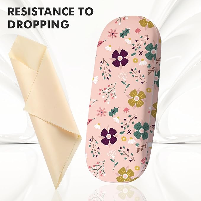 Glasses Case Hard Shell,Portable Protective Eyeglasses Case, Eyeglass Holder Box with Cleaning Cloth, for men women