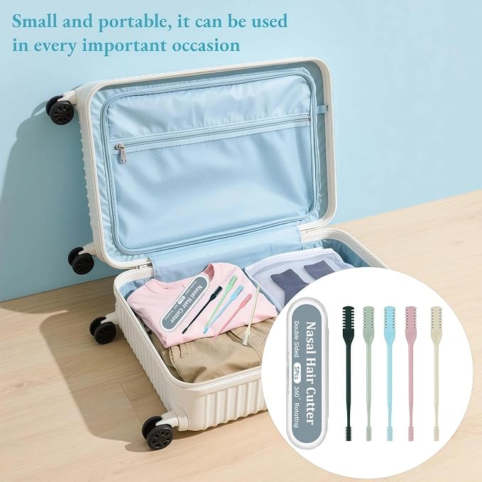 5Pcs 2-in-1 Nasal Hair Cutter, 2026 New Double Sided Nose Hair Cutter, Portable 360° Rotating Manual Nose Hair Trimmer for Men and Women, Colorful