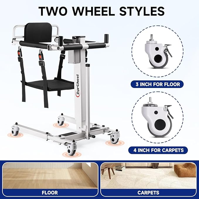 Electric Patient Lift Transfer Chair, Electric Transfer Lift for Home with Adjustable Height for Seniors, Electric Assist Lift Aid for Seniors - 300 lb Capacity, IPX54 Waterproof for Shower