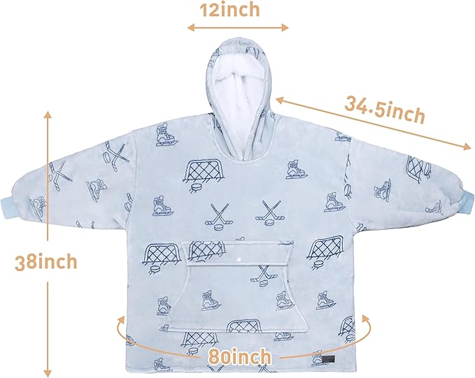 Catalonia Oversized Blanket Hoodie Sweatshirt, Wearable Sherpa Lounging Pullover for Adults Women Men