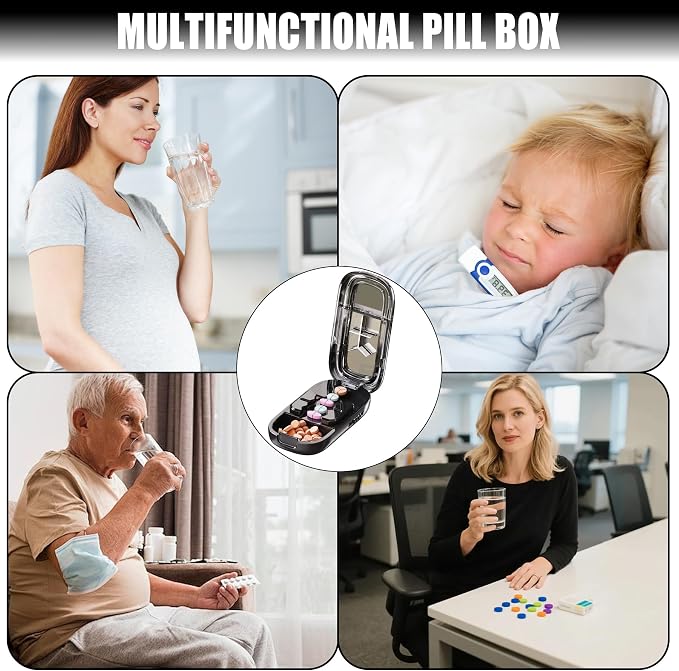 Pill Cutter Splitter for Small and Tiny Pills - 1/2&1/3&1/4Adjustable Pill Splitter with Centering Device for Cutting Multiple Pills, Accurate Alignment and Easy to Use (Beige)