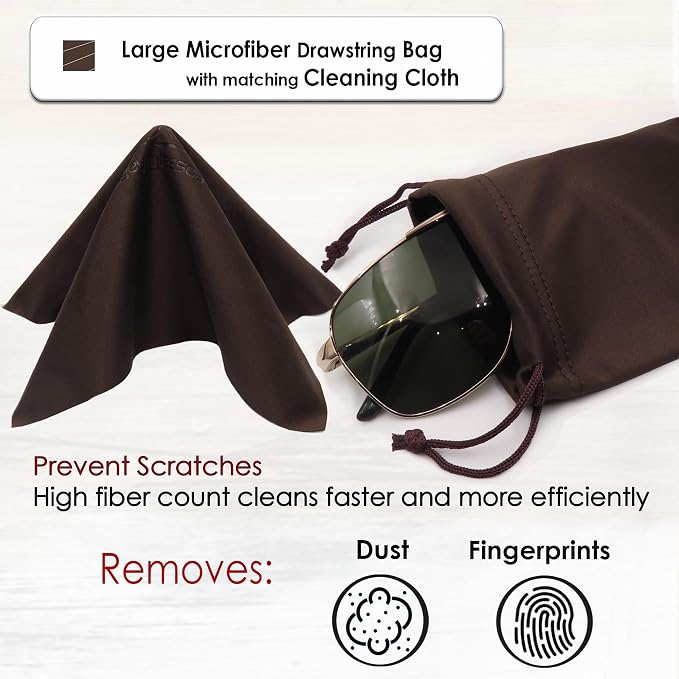 MyEyeglassCase® Large Hard Sunglasses Case | fits Large curved Sunglasses, with microfiber bag and cleaning cloth