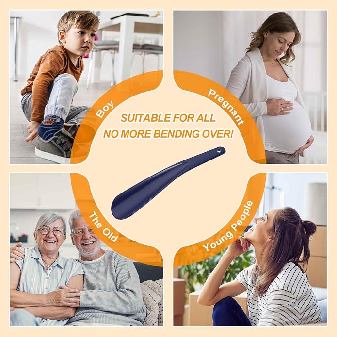 HARFINGTON Shoe Horn Plastic Straight Handle Shoe Helper Metal Shoehorns for Women Men Seniors Boots