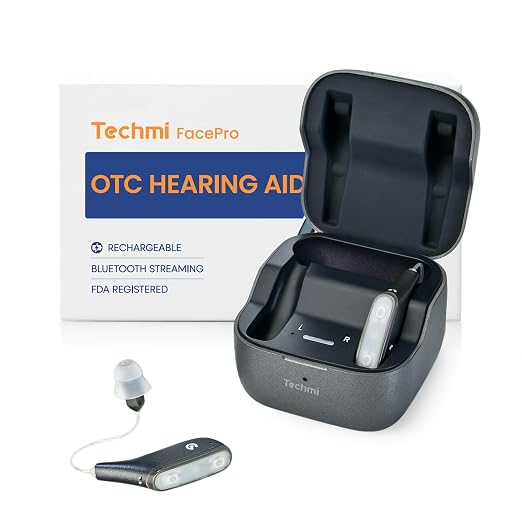 FacePro OTC Hearing Aids with Bluetooth for Seniors and Adults | Rechargeable Bluetooth Hearing Aids with App Control, Noise Reduction and 25H Battery for Conversations, TV and Phone Calls