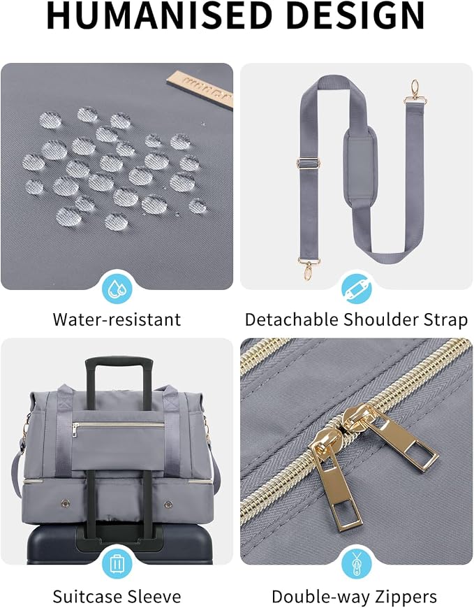 WANDF For Spirit Airlines Personal Item Bag 18x14x8 Underseat with Wet Pocket & Shoe Compartment & Tsa Approved Toiletry Bag