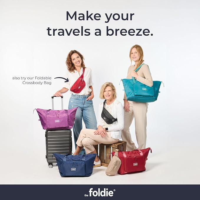 The Foldie Foldable Travel Bag for Women - 40L Weekender Bag with Multiple Pockets - Carry On Expendable Travel Bag