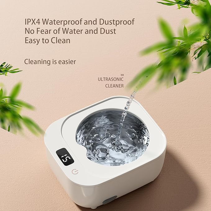 Ultrasonic Retainer Cleaner - 48kHz Retainer Cleaner Machine for Dentures, Mouth Guards, Aligner, Toothbrush Heads, Jewelry, 3 Modes Denture Cleaner with 250ml Dental Cleaning Pod