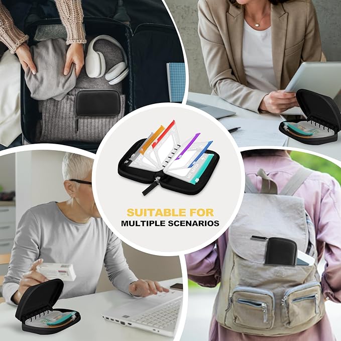 A7 Waterproof Pill Organizer with 7 PCS L Size Zippered Pill Pouches for A7 Binder, Large BPA-Free Weekly Medicine Organizer, Color-Coded Reusable Travel Pill Storage System