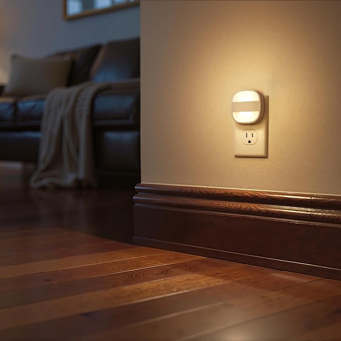 Briignite LED Night Lights Plug Into Wall,2 Packs Plug in Night Light with Dusk to Dawn Sensor, Foldable Plug Nightlight Adjustable Brightness, for Bathroom, Hallway, Kitchen