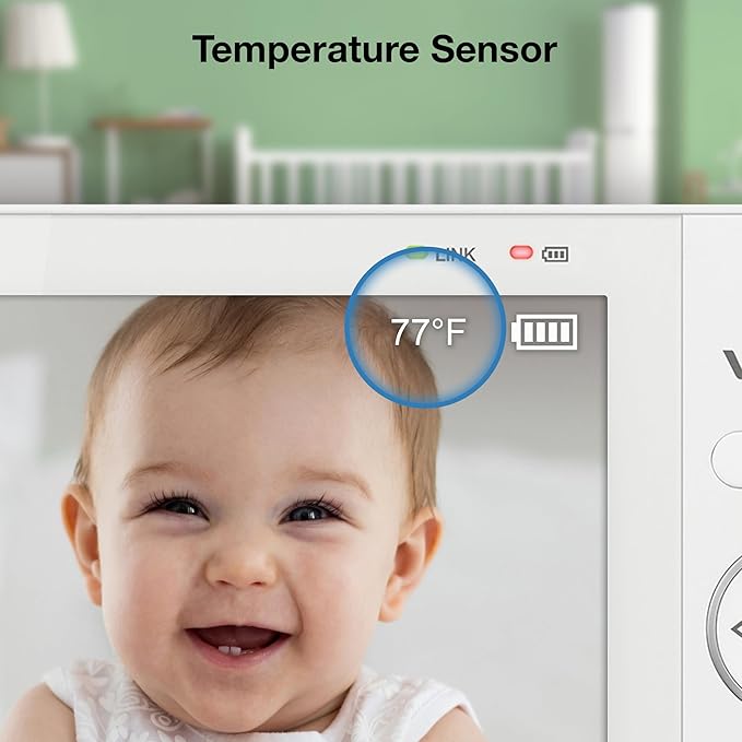 VTech Video Baby Monitor with 7" Color LCD Screen, Rechargeable Battery, Video Streaming, Audio Streaming, Pan-Tilt-Zoom, Touch Multi-Color Night Light, Two-Way Talk, Long Range: Advanced Max Green