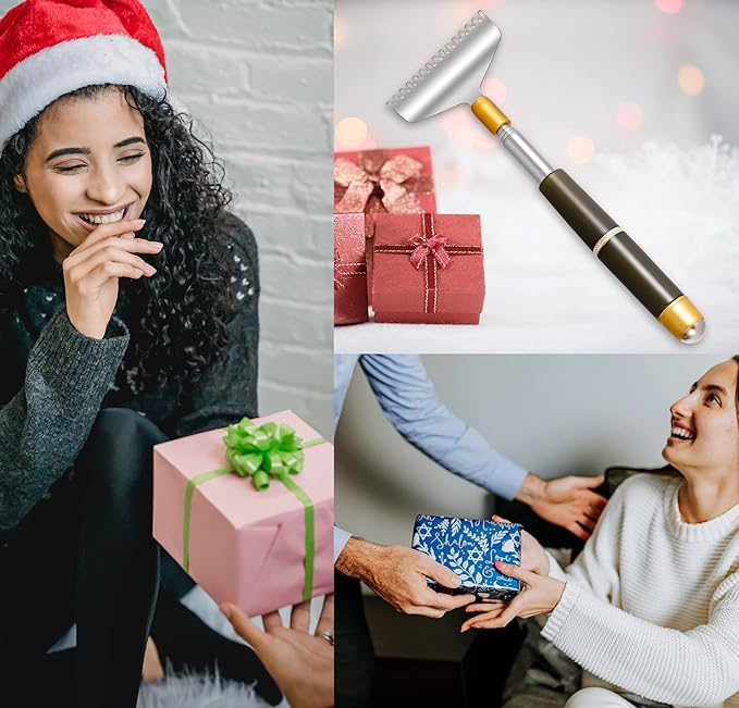 Large Back Scratcher for Women Men Extendable, Extra Wide Claw/Anti-Slip Long Handle/Massage Roller, Portable Metal Head Body Hand Scratcher Massager Tool