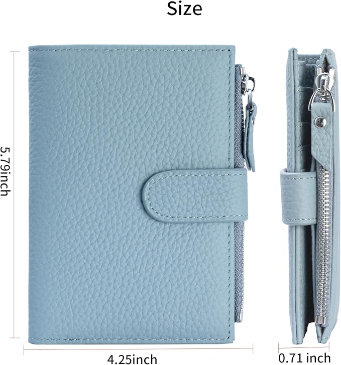 Passport wallet and Card Slot Combo RFID Blocking Leather Travel Passport Wallet for Men and Women with Zippered Coins Pocket Passport holder,LightBlue