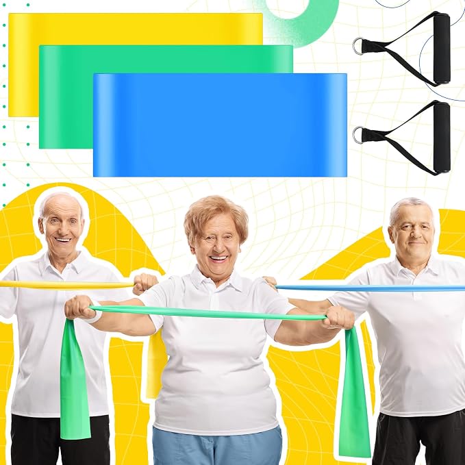 3 Pcs Resistance Band with Handles Chair Exercise Equipment for Seniors Physical Therapy Band Gifts for Elderly Women Rehab, Physical, Grandma, Grandpa