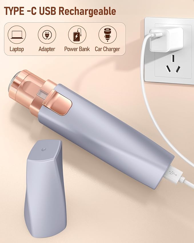 Eyebrow Trimmer Facial Hair Removal for Women: 2 in 1 Rechargeable Facial Hair Remover & Eyebrow Razor, Electric Painless Face Shaver for Women with LED Light for Eye brow, Lips & Face