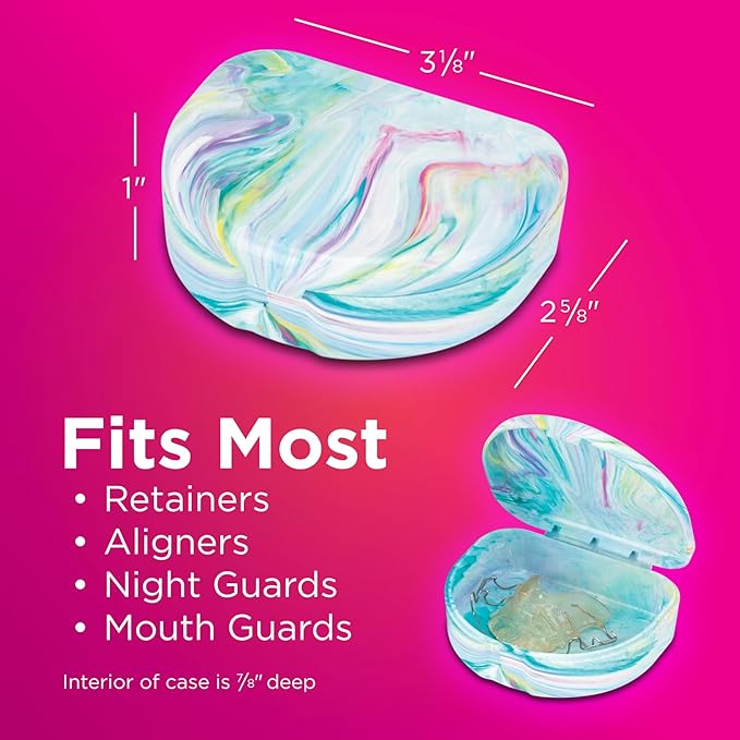 Practicon Marble Retainer Cases, Orthodontic Aligner Case, Mouth Guard Holder (3 Pack) (Mermaid)