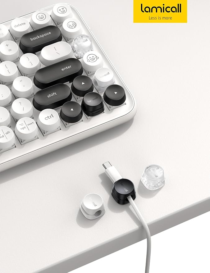 6Pack Cord Organizer, Office Desk Accessories - Lamicall Clear Cable Management Clips, Home Workspace Organization Accessories, Nightstand Desk Car Decor, College Dorm Room School Gadget Essentials