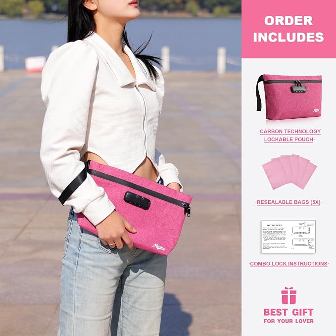 Smell Proof Bag with Combination Lock Large Storage Container Medicine Lock Bag Money Organizer Travel Storage Pouch