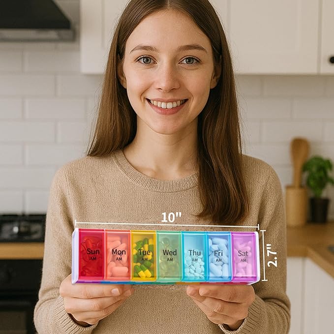 Daviky Extra Large Weekly Pill Organizer 2 Times a Day, XXL Pill Box 7 Day with AM PM Large Compartments, BPA-Free Daily Medicine Case, Jumbo Pill Holder for Fish Oils, Vitamins & Supplements(White)