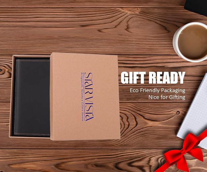 STAR VISTA Albatross Leather Travel Passport Holder, Minimalist Design, Full Grain Leather Case for Women and Men - Slim Passport Wallet, Bifold, RFID Blocking, with AirTag Holder, Dark Chocolate