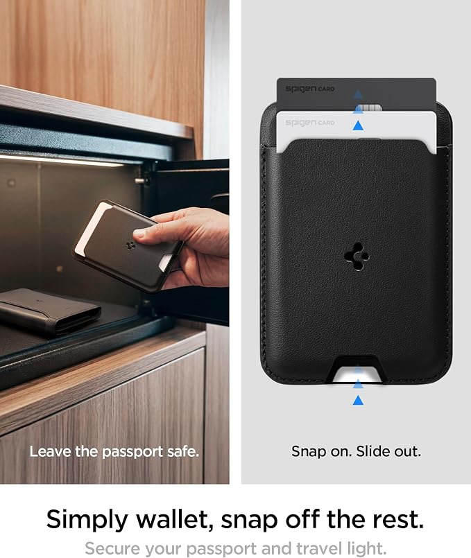 Spigen Life Passport Card Cover Holder, RFID Blocking | Travel Document Organizer, SIM Card Pin Included - Black