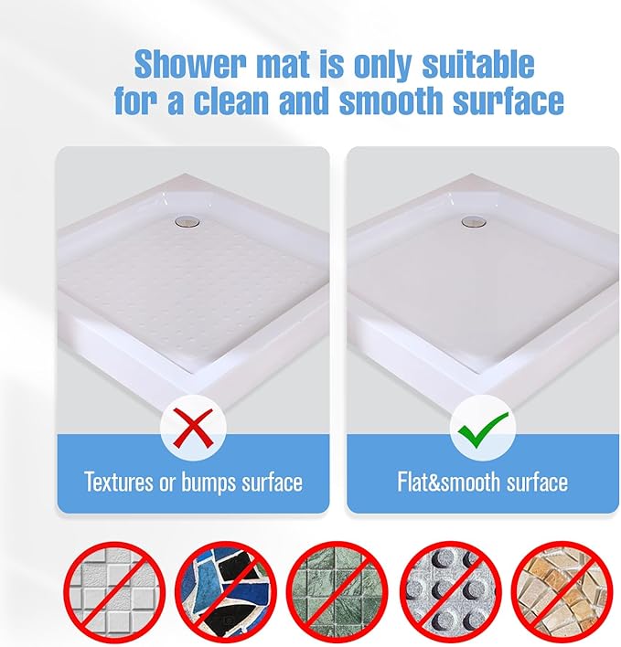 Shower Mat Non-Slip Bath Mat for Tub and Shower Stall,200+ Suction Cups with Drain Holes, Quick Dry Machine Washable, Extra Grip for Elderly and Baby, Bathroom Essentials 24x24 Inch(Black)