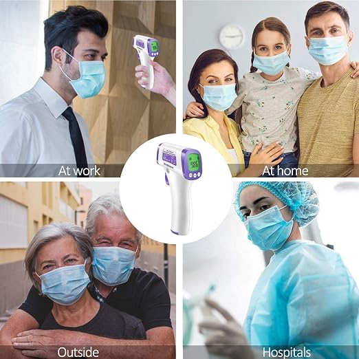 eZthings Heavy Duty Thermometer Infrared Forehead High Caliber Sensor No Contact with LCD Display for Medical Offices, Hospitals