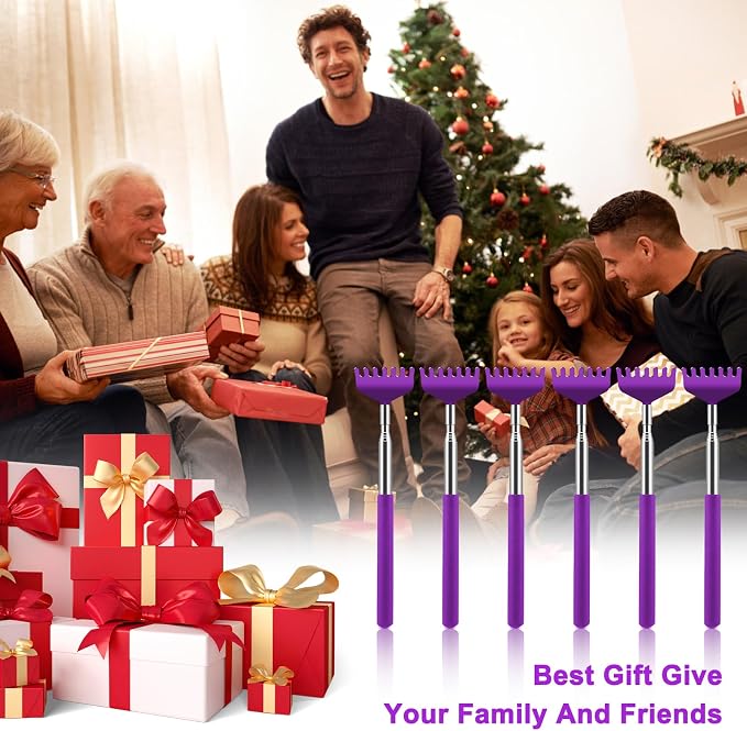 6 Pack Back Scratcher, Stocking Stuffers for Women Men Teen Girls | Prizes for Adults, Birthday Gag Bulk Small Christmas Gift, Mothers Fathers Day Dad Gifts, Easter Basket Stuffers (Purple)
