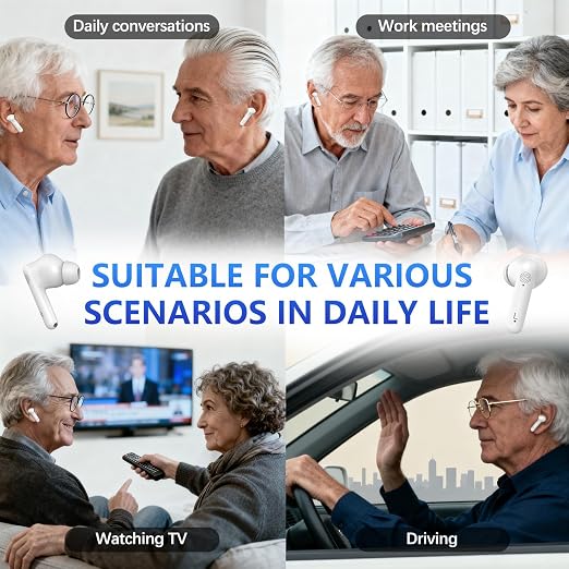 WONDERSKY Hearing Aids for Seniors with Digital Display Charging Case 16-Channel Noise Cancelling Rechargeable Hearing Amplifiers 5 Volume Clear Sound